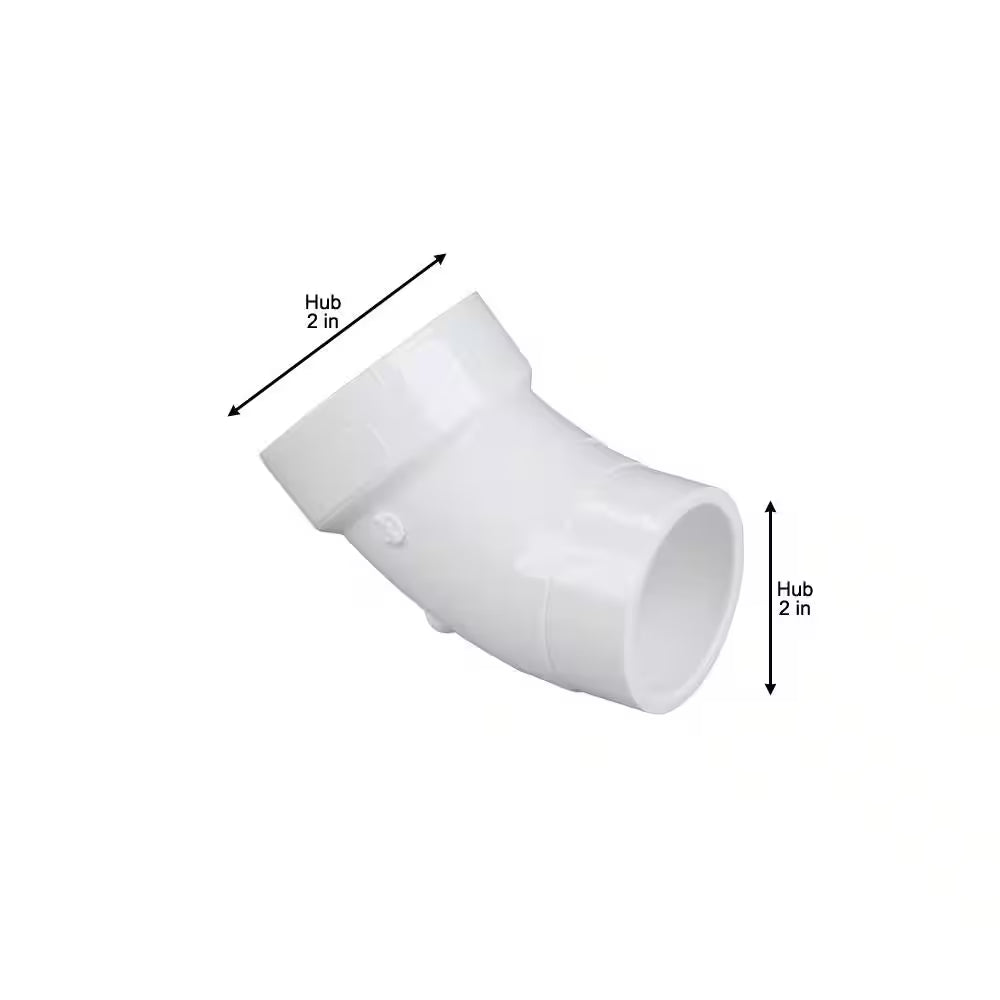 4 In. PVC DWV 45-Degree Spigot X Hub Street Elbow Fitting