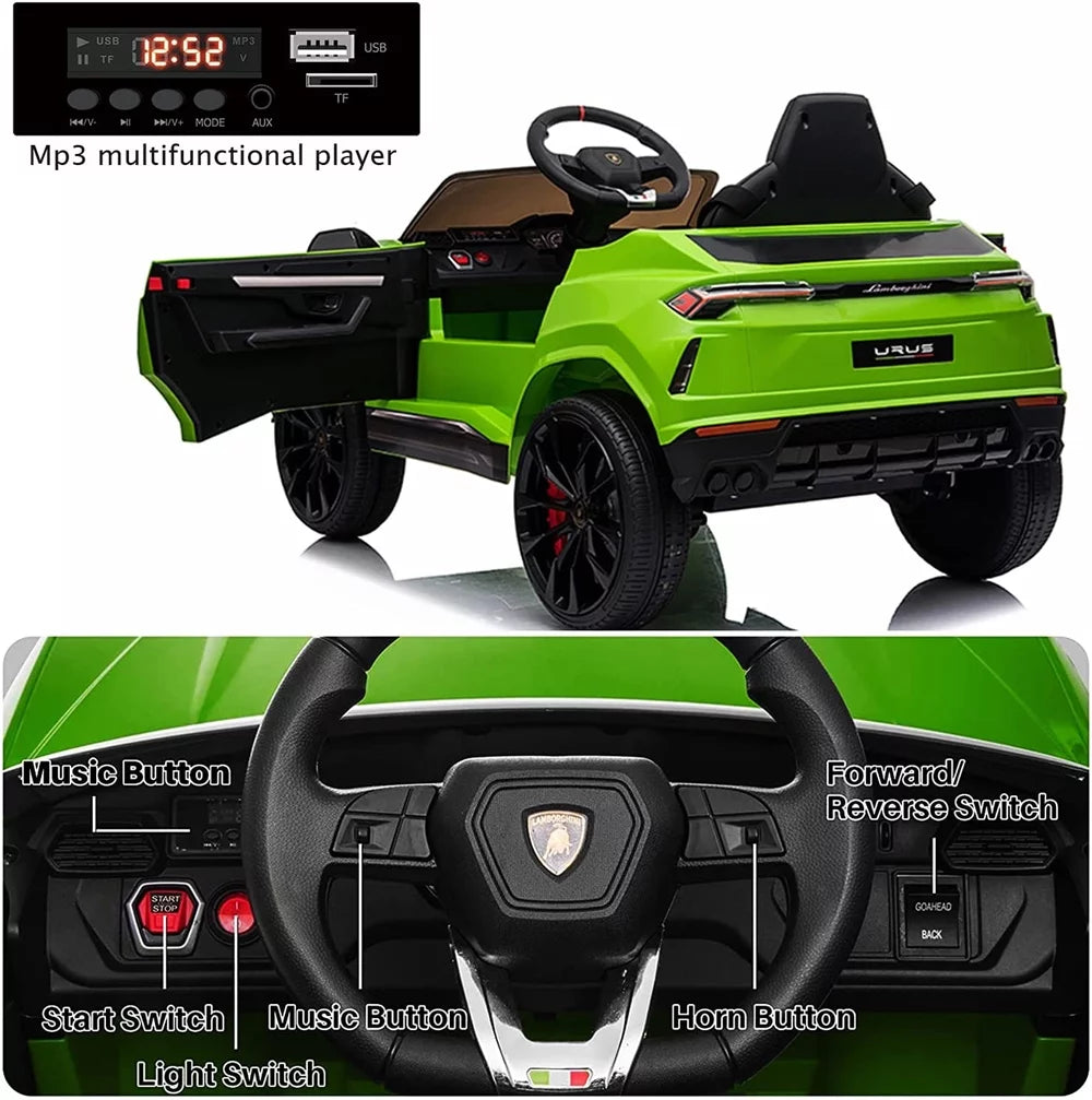 Lamborghini Urus 12V Electric Powered Ride on Car Toys for Girls Boys, Yellow Kids Electric Vehicles Ride on Toys with Remote Control, Foot Pedal, MP3 Player and LED Headlights, CL61