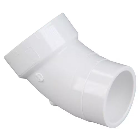 4 In. PVC DWV 45-Degree Spigot X Hub Street Elbow Fitting