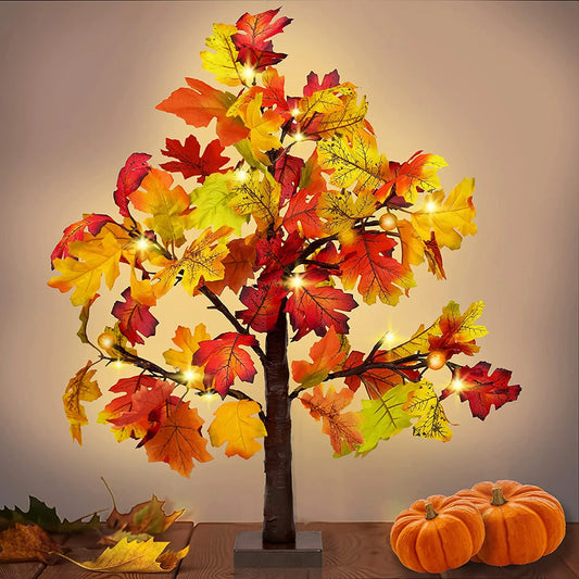 25" Artificial Autumn Light Maple Tree 24 LED Table Lights Battery Wedding Party Fall Decorations for Home Thanksgiving