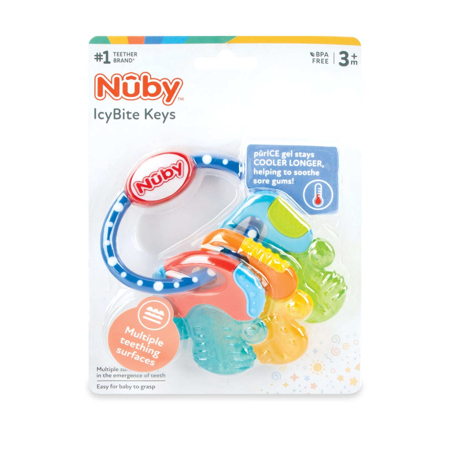 Icybite Textured and Soothing Teether for Baby, Multicolor Keys