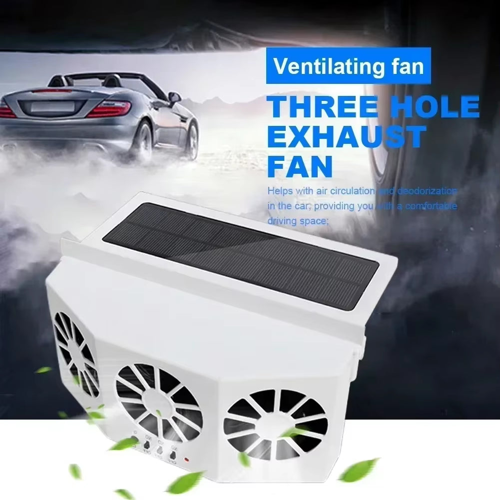 Solar Car Fan USB Rechargeable Exhaust Fan Air Circulation Cooling and Heat Dissipation High Wind Power 2/3 Head Ventilation Fan