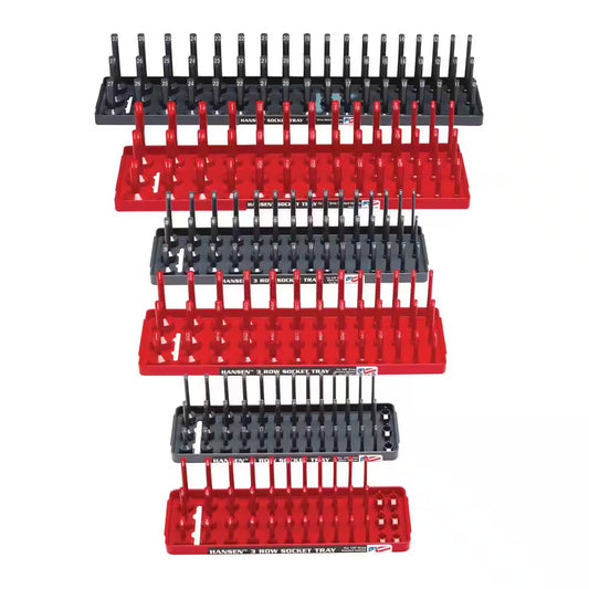 6-Piece 3 Row SAE and Metric Socket Tray Set